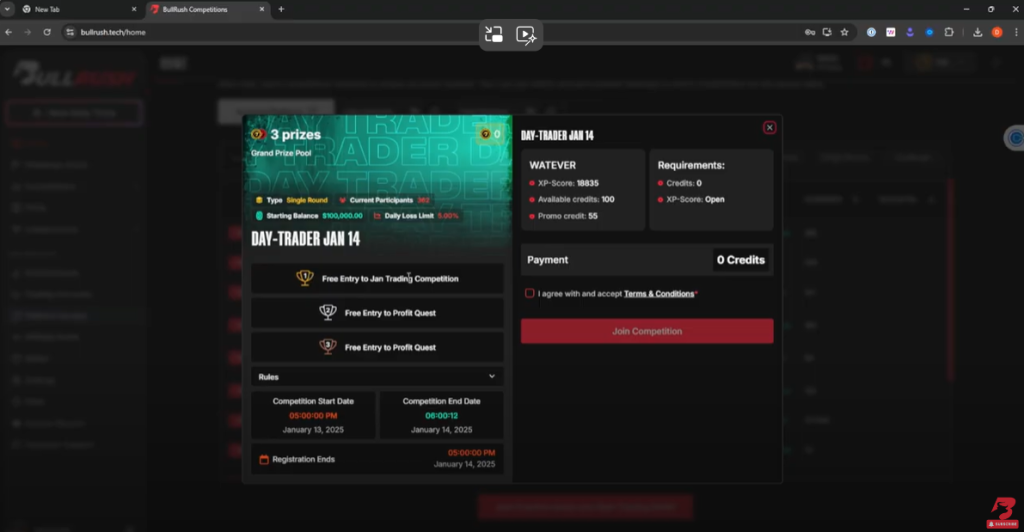 Explore how to join BullRush’s free day trading competitions.